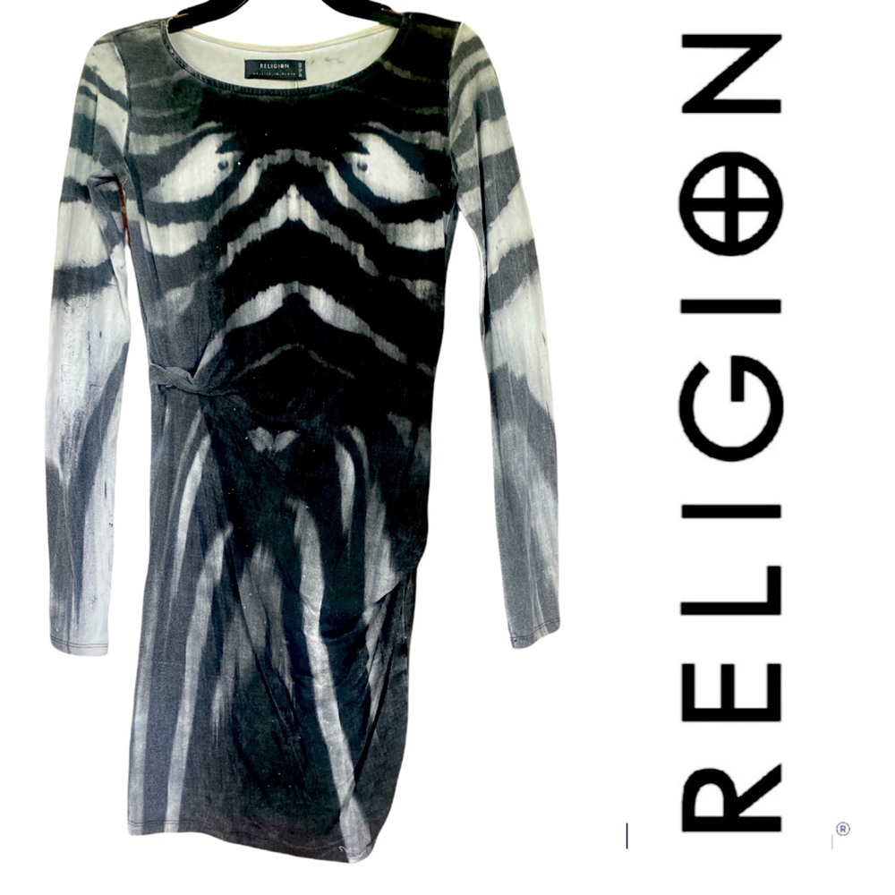 ☀️NWOT Black/Grey Long-sleeve Dress by Religion